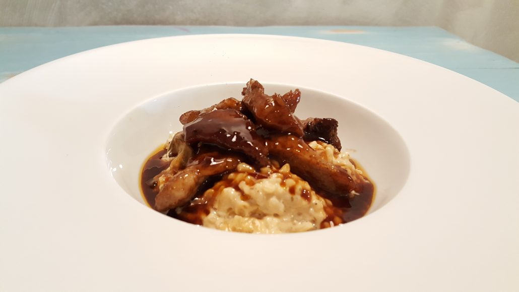 Risotto de lardones ibéricos con boletus