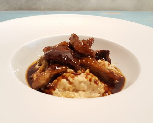 Risotto de lardones ibéricos con boletus