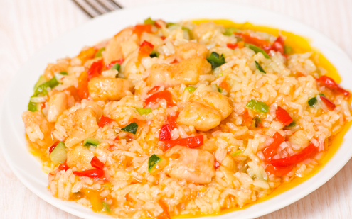 Arroz caldoso de bacalao y verduras de temporada