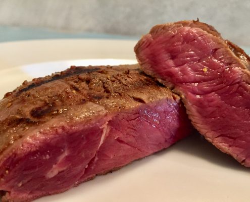 Ejemplo del interior de una pieza de carne poco hecha