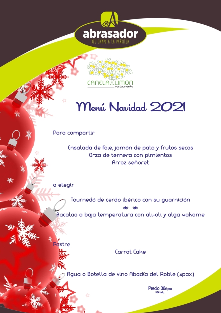 Menú 2 Navidad 2021 Abrasador Canela y Limón