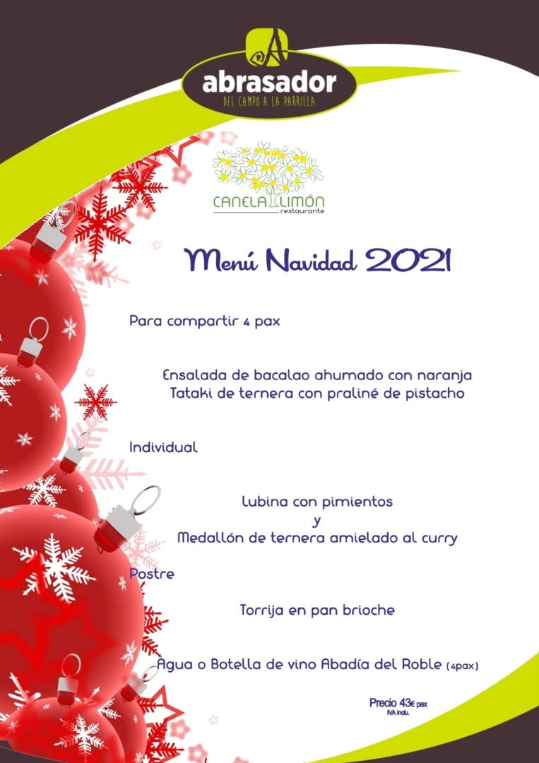 Menú 3 Navidad 2021 Abrasador Canela y Limón