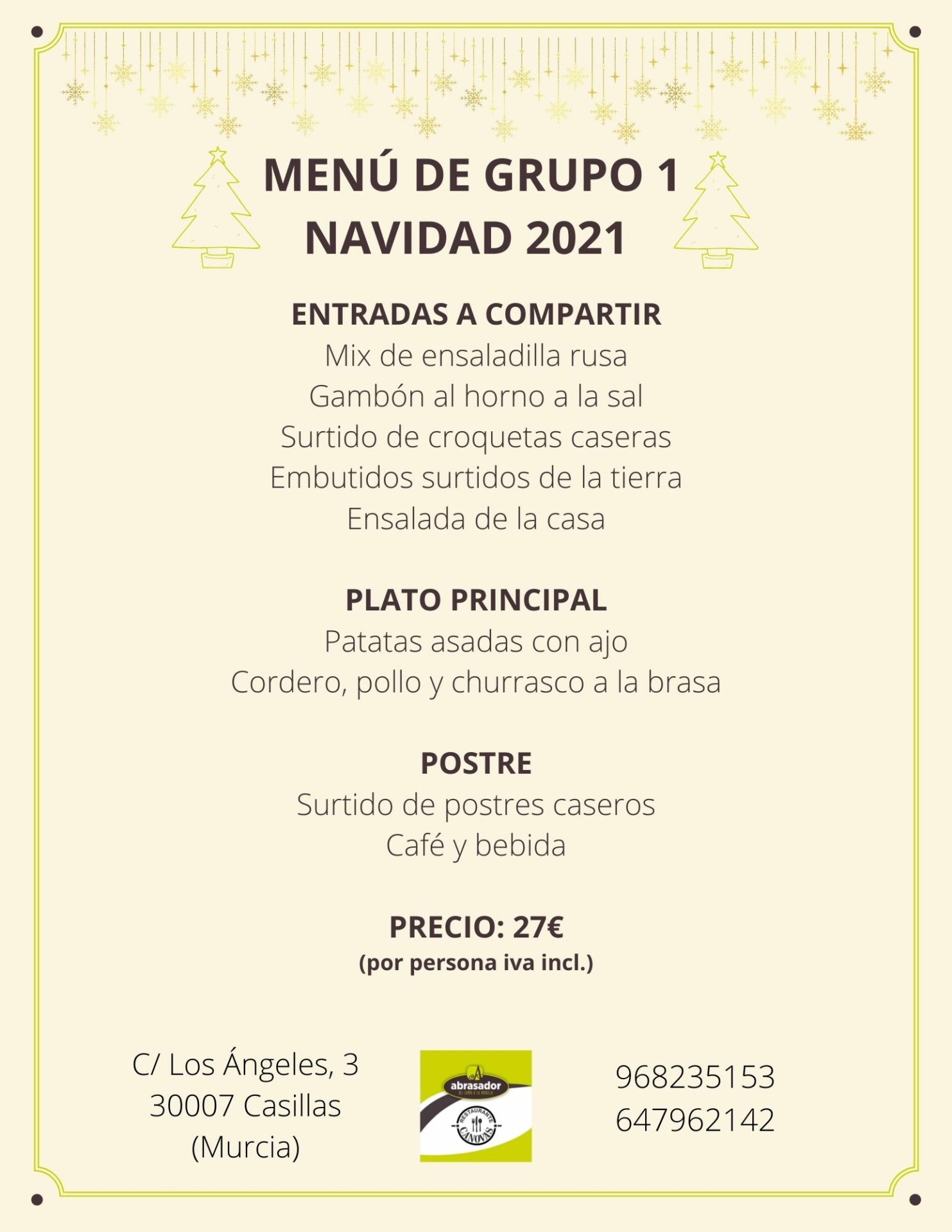 Menú de grupo-1 Navidad 2021 Abrasador Cánovas