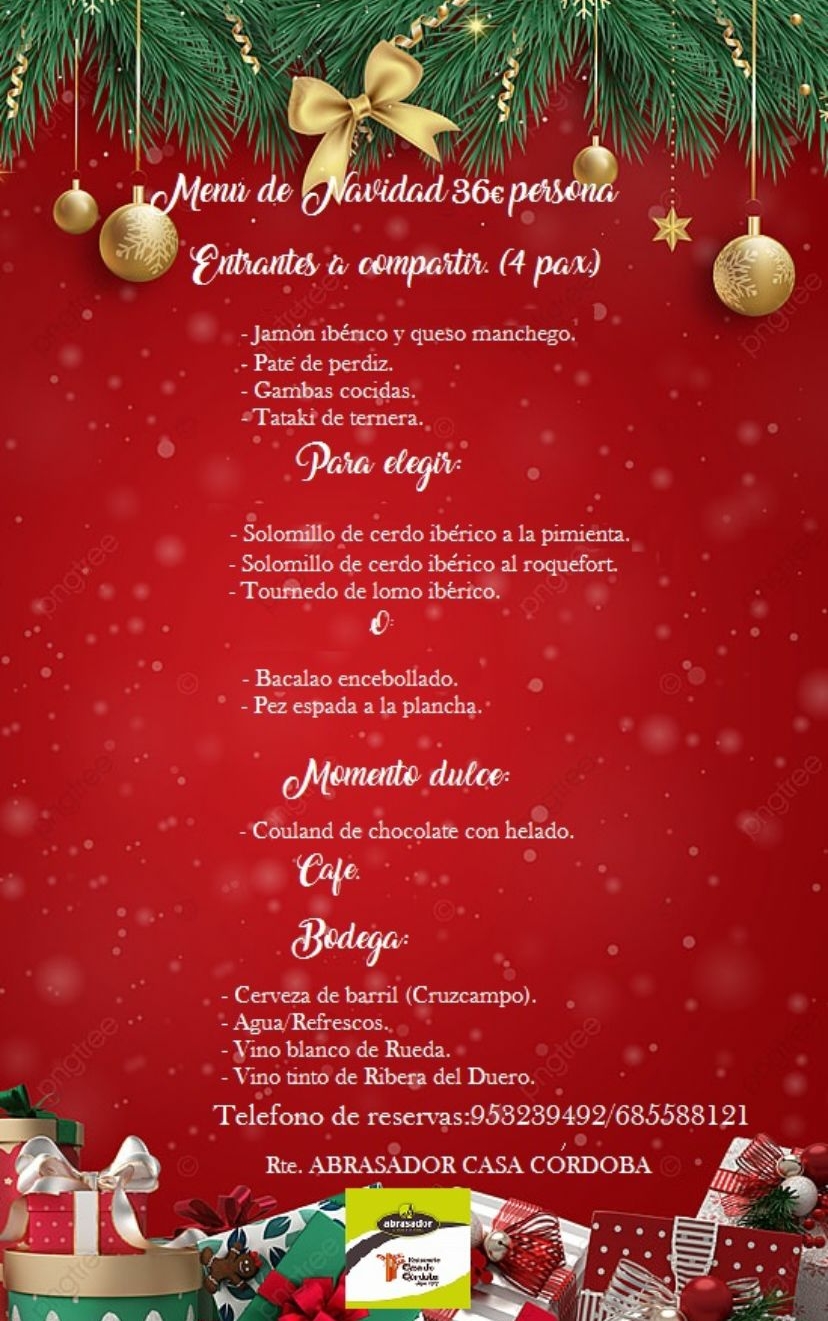 menu de Navidad Casa Cordoba numero 1