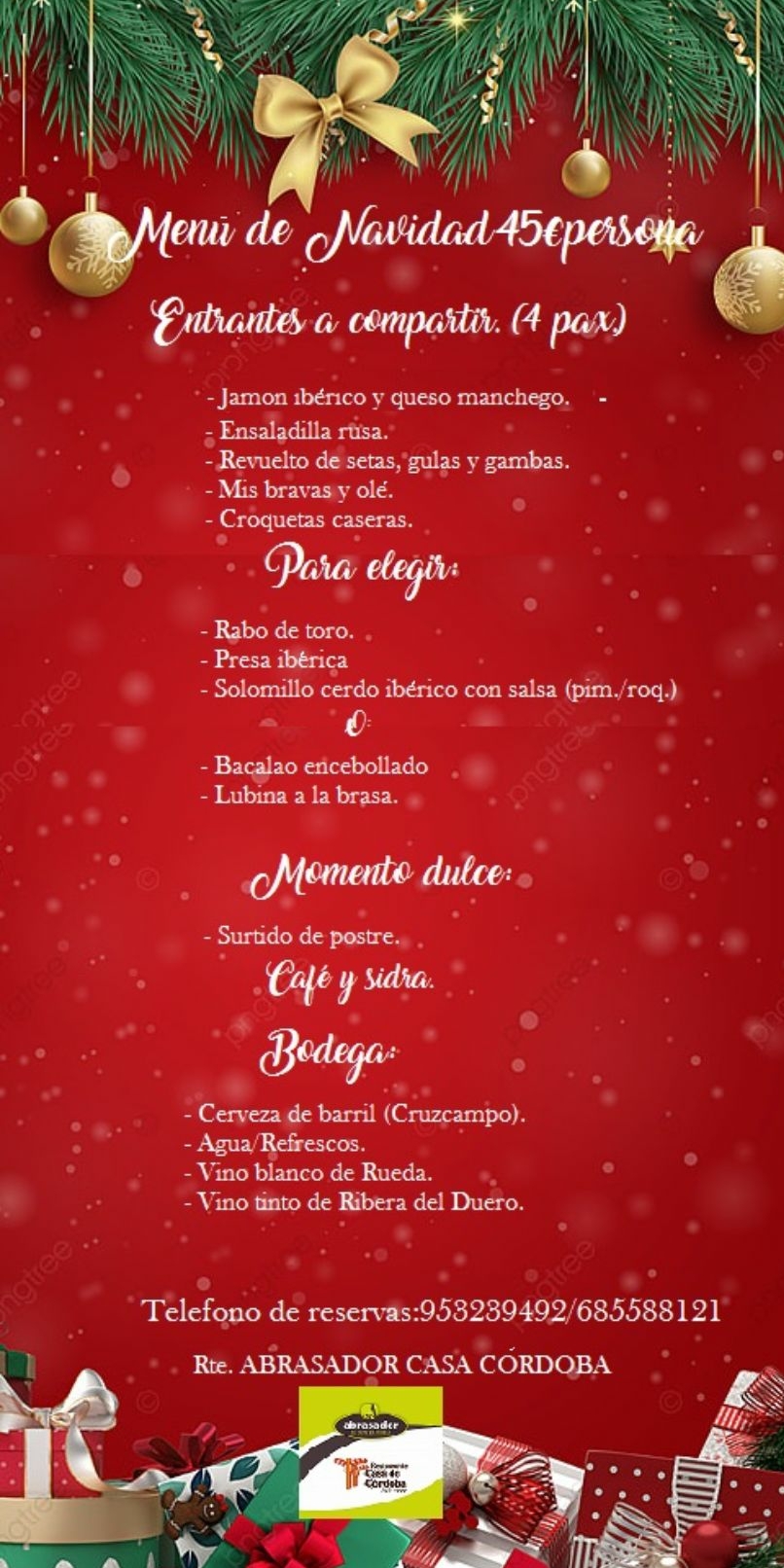 menu de Navidad Casa Cordoba numero 3