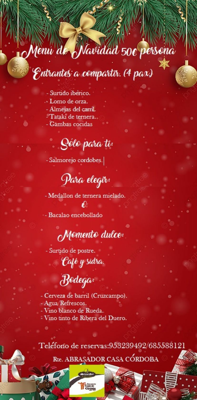 menu de Navidad Casa Cordoba numero 4